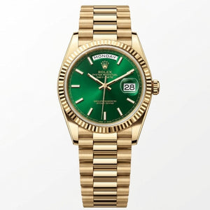 Rolex Day-Date 41mm men's mirror watch, green index dial – view 2