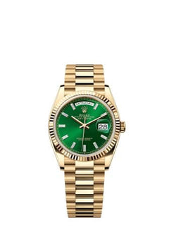 Rolex Day-Date 41mm Men's Mirror Automatic Watch – Green Index Dial & Gold-Tone Stainless Steel Bracelet