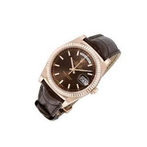 Rolex Day-Date 41mm men's mirror watch, chocolate brown index dial – view 3