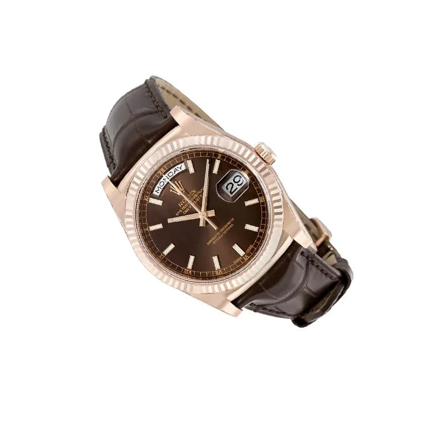 Rolex Day-Date 41mm men's mirror watch, chocolate brown index dial – view 4