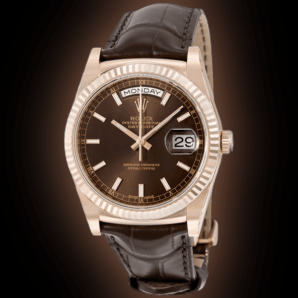 Rolex Day-Date 41mm men's mirror watch, chocolate brown index dial – view 5