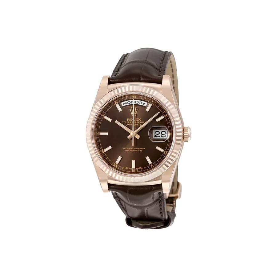 Rolex Day-Date 41mm men's mirror watch, chocolate brown index dial – view 7