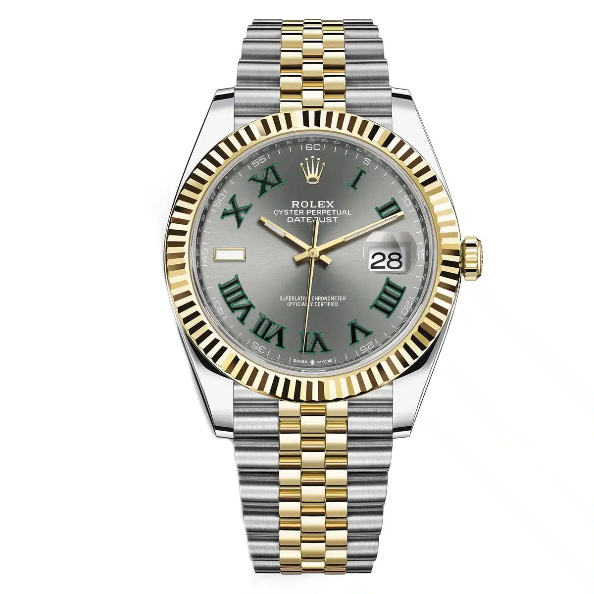 Rolex Datejust 41mm Men's Mirror Automatic Watch – Gray Dial & Two-Tone Silver & Gold-Tone Stainless Steel Five-Link Bracelet