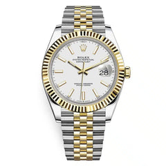 Rolex Datejust 41mm Men's Mirror Automatic Watch – White Dial & Two-Tone Silver & Gold-Tone Stainless Steel Five-Link Bracelet