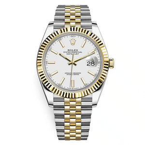 Rolex Datejust 41mm Men's Mirror Automatic Watch – White Dial & Two-Tone Silver & Gold-Tone Stainless Steel Five-Link Bracelet