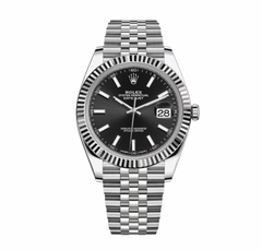 Rolex Datejust 41mm Men's Mirror Automatic Watch – Black Dial & Silver Stainless Steel Bracelet