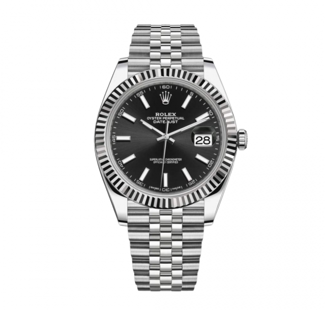 Rolex Datejust 41mm Men's Mirror Automatic Watch – Black Dial & Silver Stainless Steel Bracelet