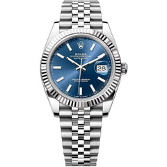 Rolex Datejust 41mm Men's Mirror Automatic Watch – Blue Dial & Silver Stainless Steel Five-Link Bracelet