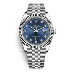 Rolex Datejust 41mm Men's Mirror Automatic Watch – Blue Stone-Set Dial & Silver Stainless Steel Bracelet