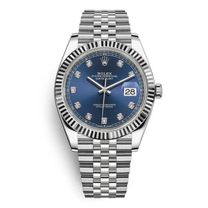 Rolex Datejust 41mm Men's Mirror Automatic Watch – Blue Stone-Set Dial & Silver Stainless Steel Bracelet