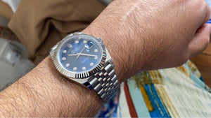 Rolex Datejust men's mirror watch, blue stone-set dial – view 10