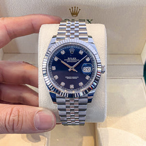 Rolex Datejust men's mirror watch, blue stone-set dial – view 11
