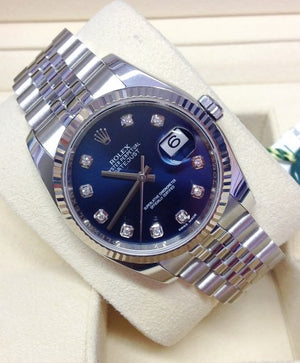 Rolex Datejust men's mirror watch, blue stone-set dial – view 3