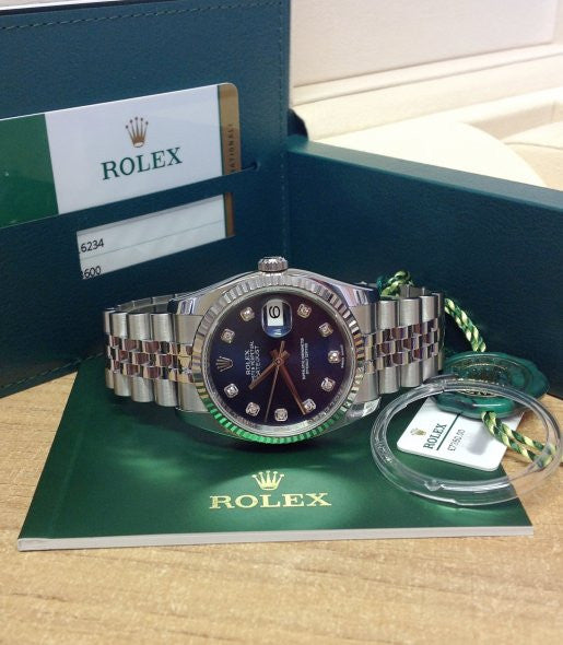 Rolex Datejust men's mirror watch, blue stone-set dial – view 5