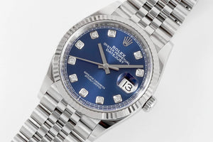 Rolex Datejust men's mirror watch, blue stone-set dial – view 6