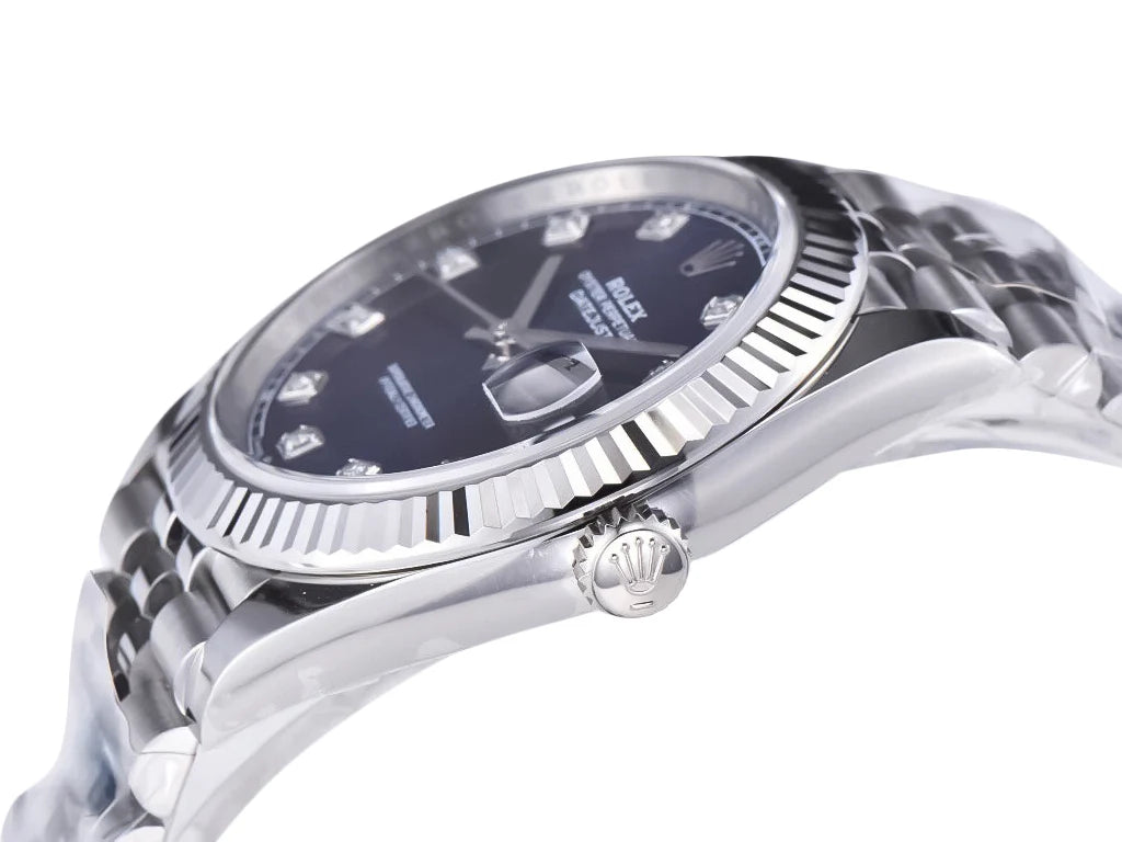Rolex Datejust men's mirror watch, blue stone-set dial – view 8