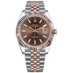 Rolex Datejust 41mm Men's Mirror Automatic Watch – Brown Dial & Two-Tone Silver & Rose Gold-Tone Stainless Steel Bracelet