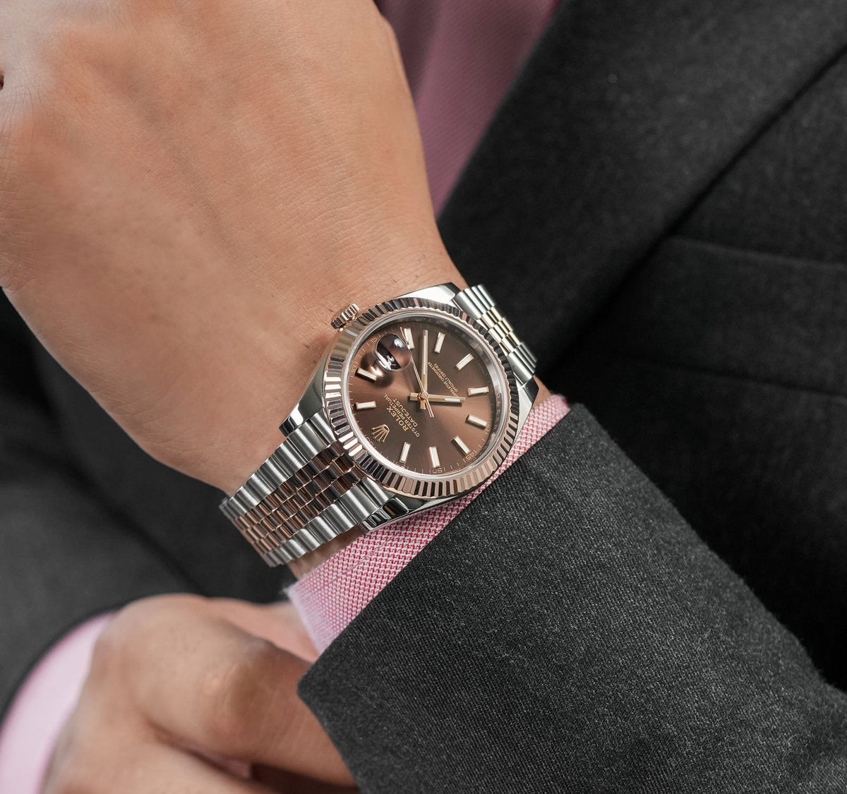 Rolex Datejust men's mirror watch, brown dial – view 7