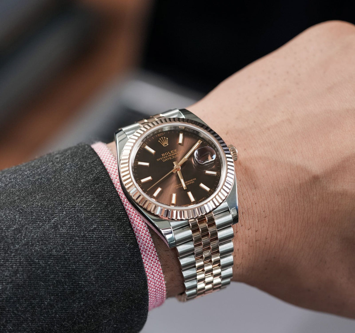 Rolex Datejust men's mirror watch, brown dial – view 8