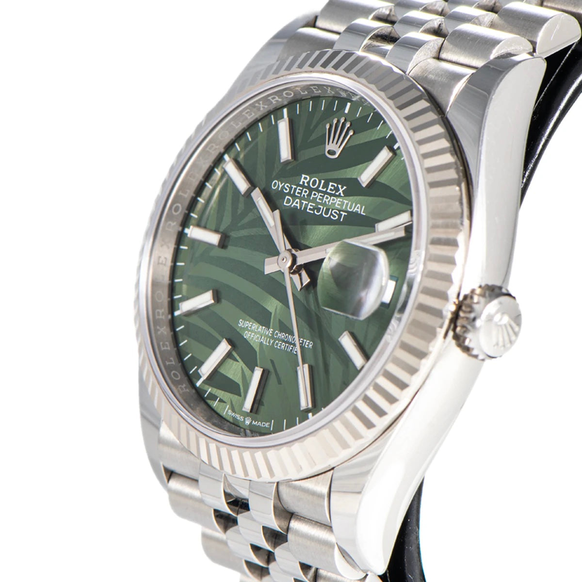 Rolex Datejust men's mirror watch, green dial – view 3