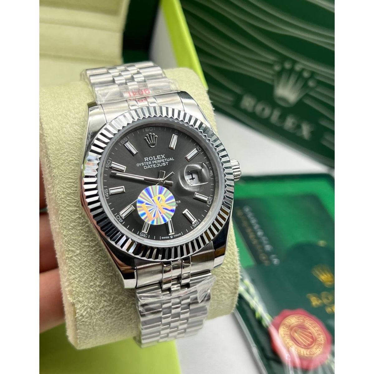 Rolex Datejust men's mirror watch, gray dial – view 2