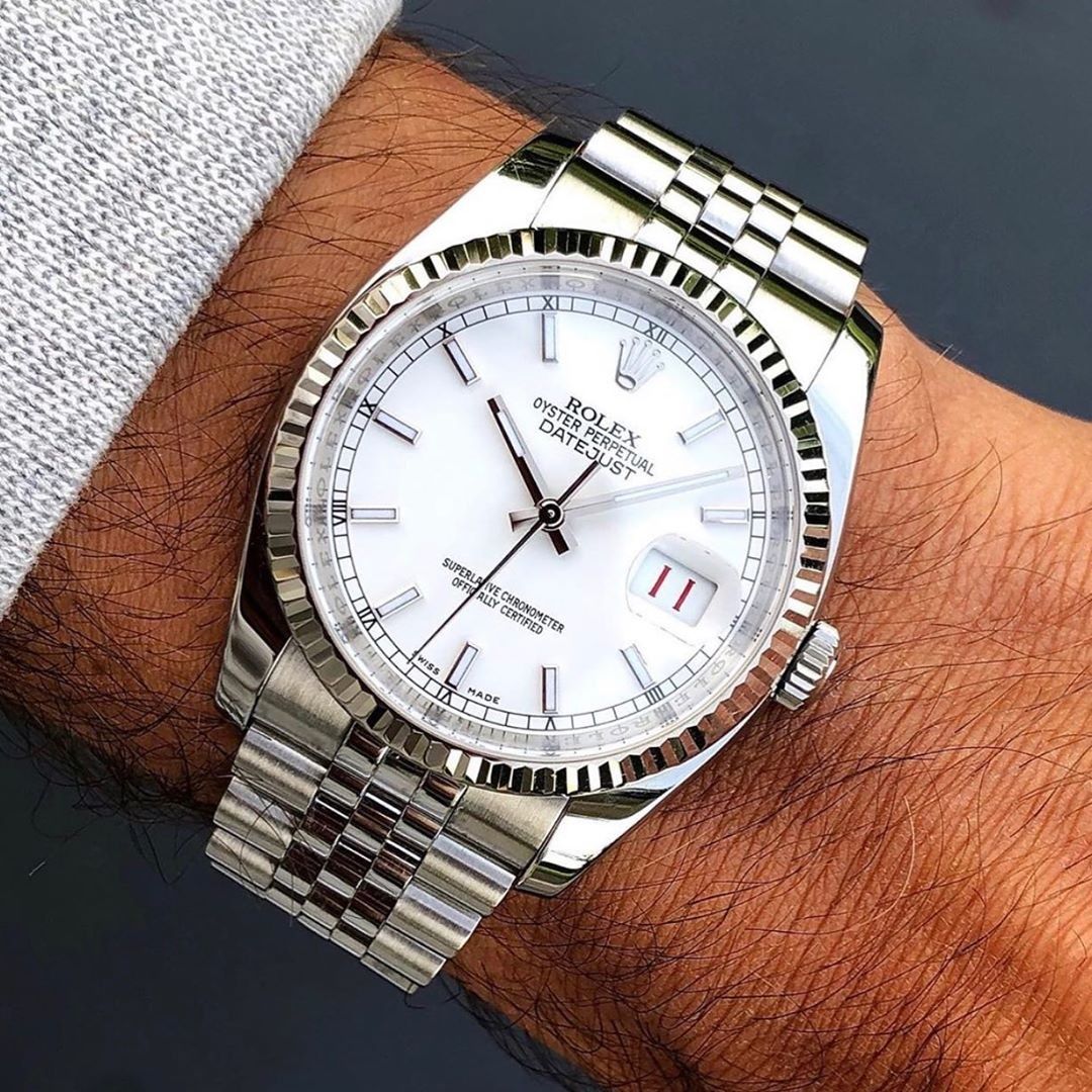 Rolex Datejust men's mirror watch, white dial – view 8