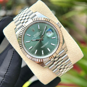 Rolex Datejust men's mirror watch, green dial – view 4