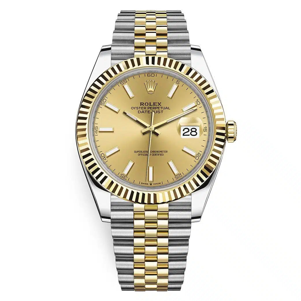 Rolex Datejust 41mm Men's Mirror Automatic Watch – Gold-Tone Dial & Two-Tone Silver & Gold-Tone Stainless Steel Five-Link Bracelet