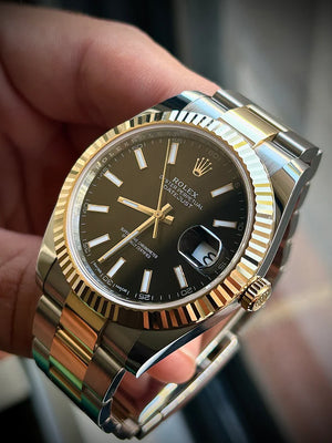 Rolex Datejust men's mirror watch, black dial – view 3