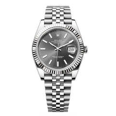 Rolex Datejust 41mm Men's Mirror Automatic Watch – Gray Dial & Silver Stainless Steel Five-Link Bracelet