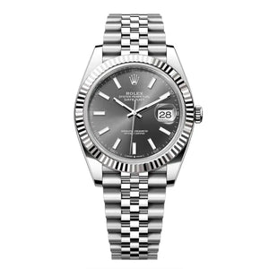 Rolex Datejust 41mm Men's Mirror Automatic Watch – Gray Dial & Silver Stainless Steel Five-Link Bracelet