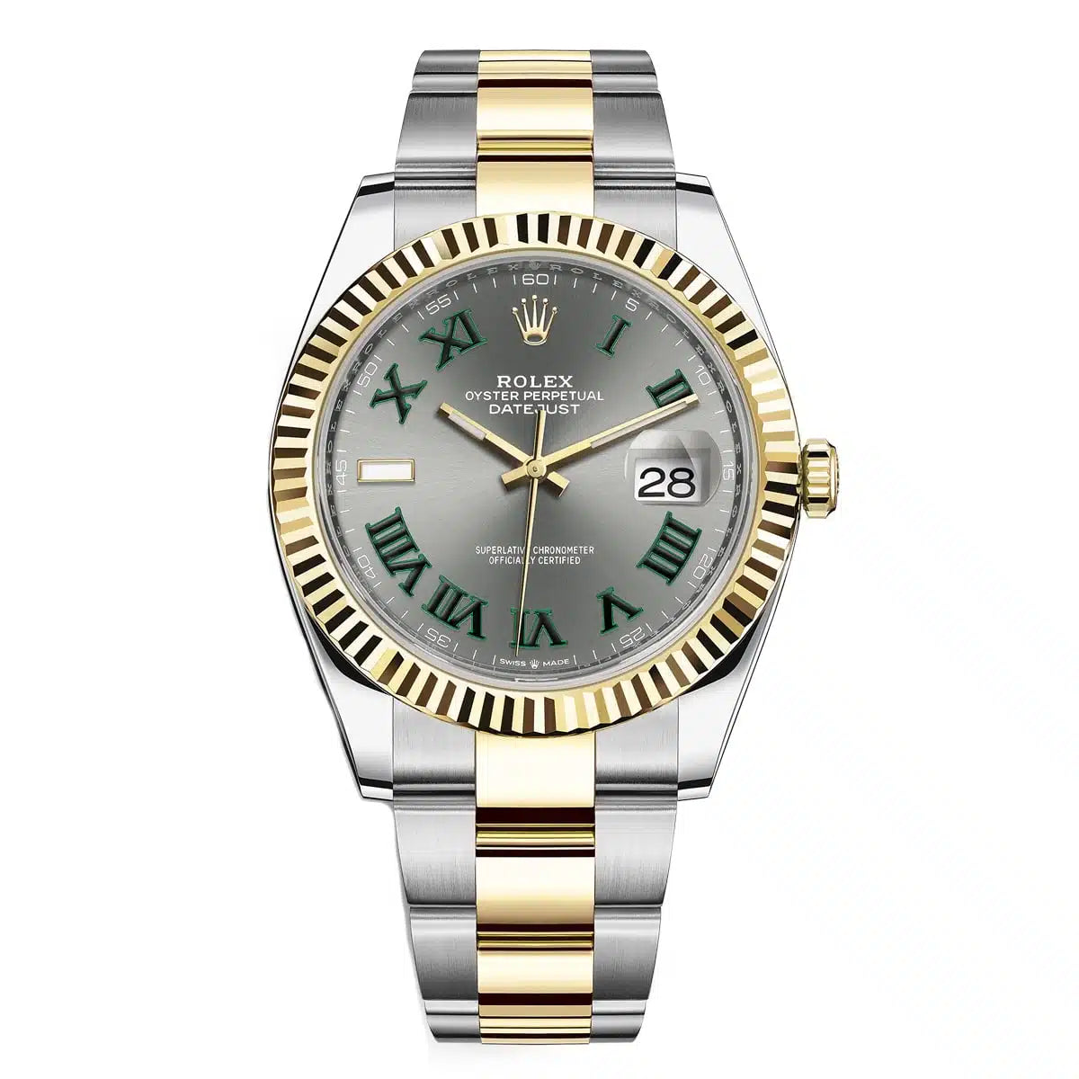 Rolex Datejust 41mm Men's Mirror Automatic Watch – Gray Dial & Two-Tone Silver & Gold-Tone Stainless Steel Three-Link Bracelet