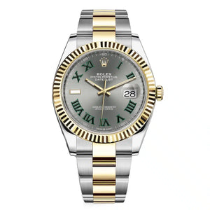Rolex Datejust 41mm Men's Mirror Automatic Watch – Gray Dial & Two-Tone Silver & Gold-Tone Stainless Steel Three-Link Bracelet