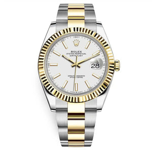 Rolex Datejust 41mm Men's Mirror Automatic Watch – White Dial & Two-Tone Silver & Gold-Tone Stainless Steel Three-Link Bracelet
