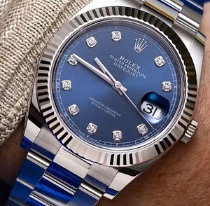 Rolex Datejust men's mirror watch, blue stone-set dial – view 2