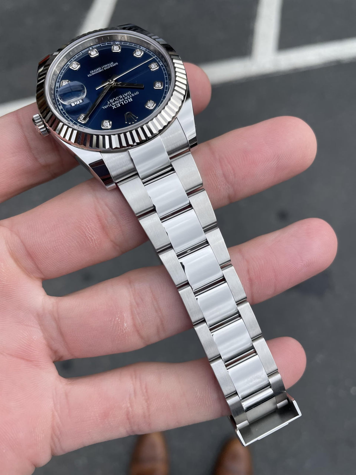 Rolex Datejust men's mirror watch, blue stone-set dial – view 4