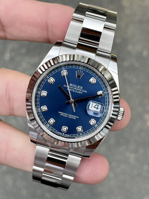 Rolex Datejust men's mirror watch, blue stone-set dial – view 6