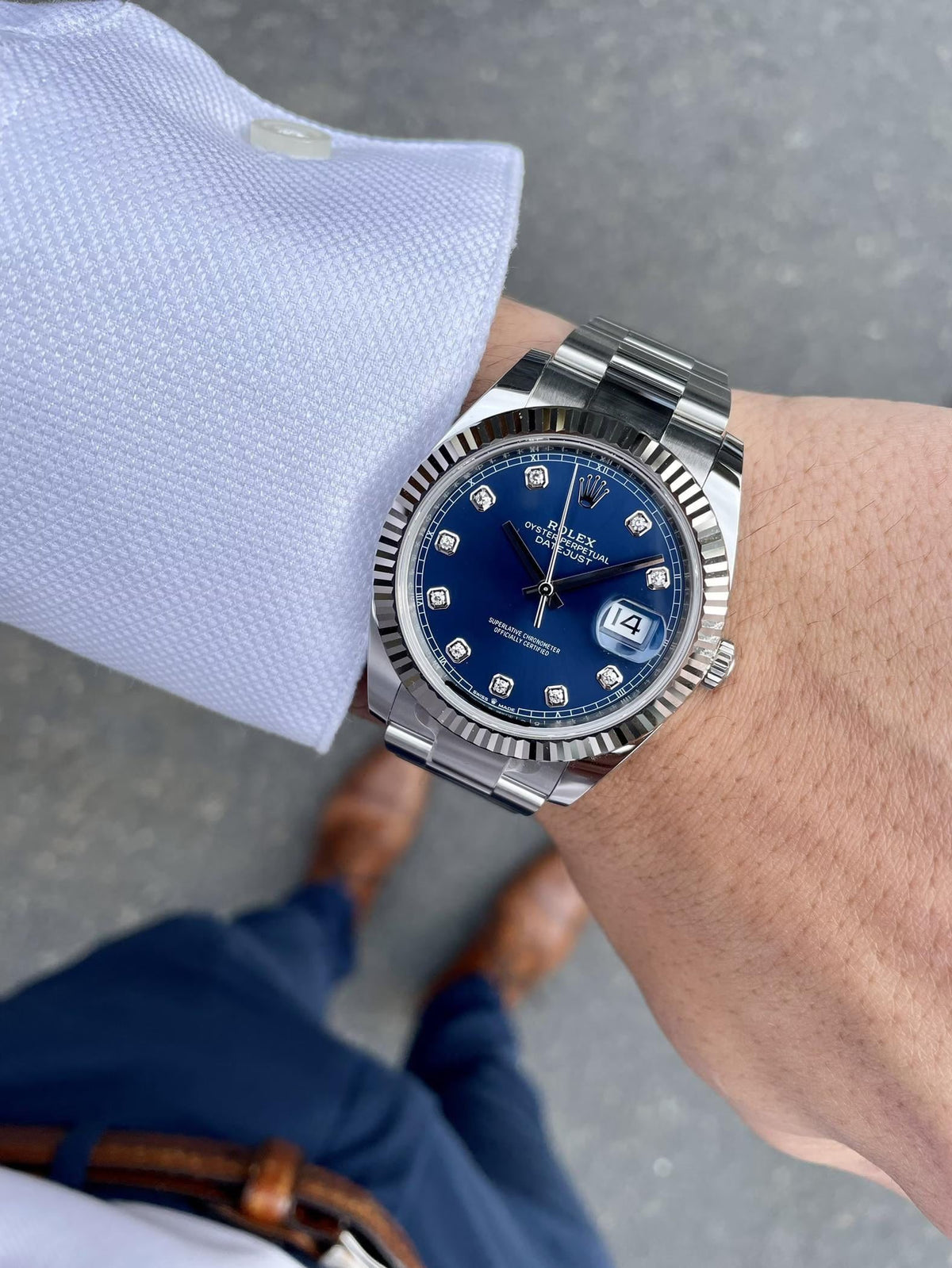 Rolex Datejust men's mirror watch, blue stone-set dial – view 7