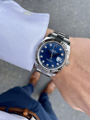 Rolex Datejust men's mirror watch, blue stone-set dial – view 7
