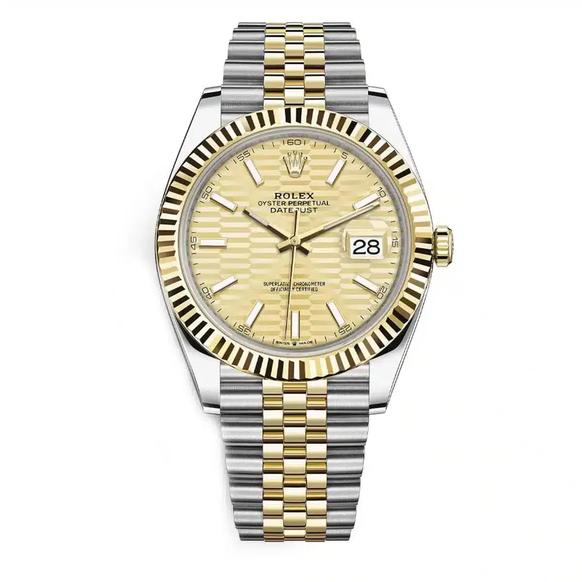 Rolex Datejust 41mm Men's Mirror Automatic Watch – Gold-Tone Fluted-Motif Dial & Two-Tone Silver & Gold-Tone Stainless Steel Bracelet