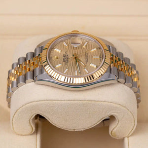 Rolex Datejust men's mirror watch, gold-tone fluted-motif dial – view 3