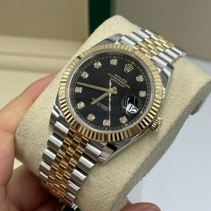 Rolex Datejust men's mirror watch, black stone-set dial – view 3