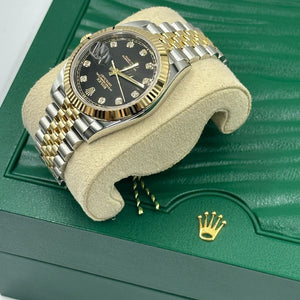 Rolex Datejust men's mirror watch, black stone-set dial – view 6