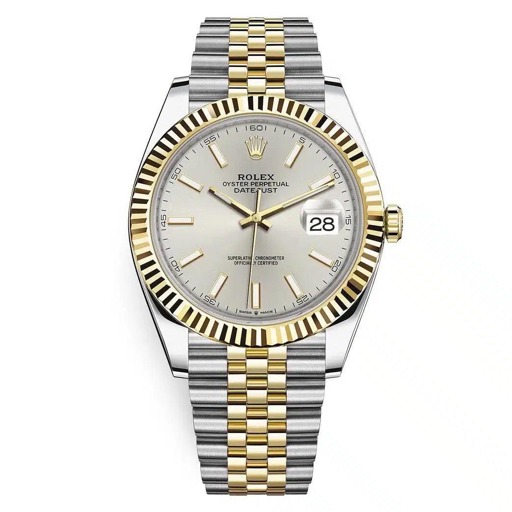 Rolex Datejust 41mm Men's Mirror Automatic Watch – Silver Dial & Two-Tone Silver & Gold-Tone Stainless Steel Five-Link Bracelet