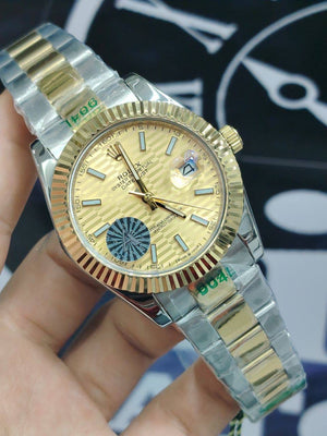 Rolex Datejust 36mm unisex mirror watch, gold-tone fluted motif dial – view 9