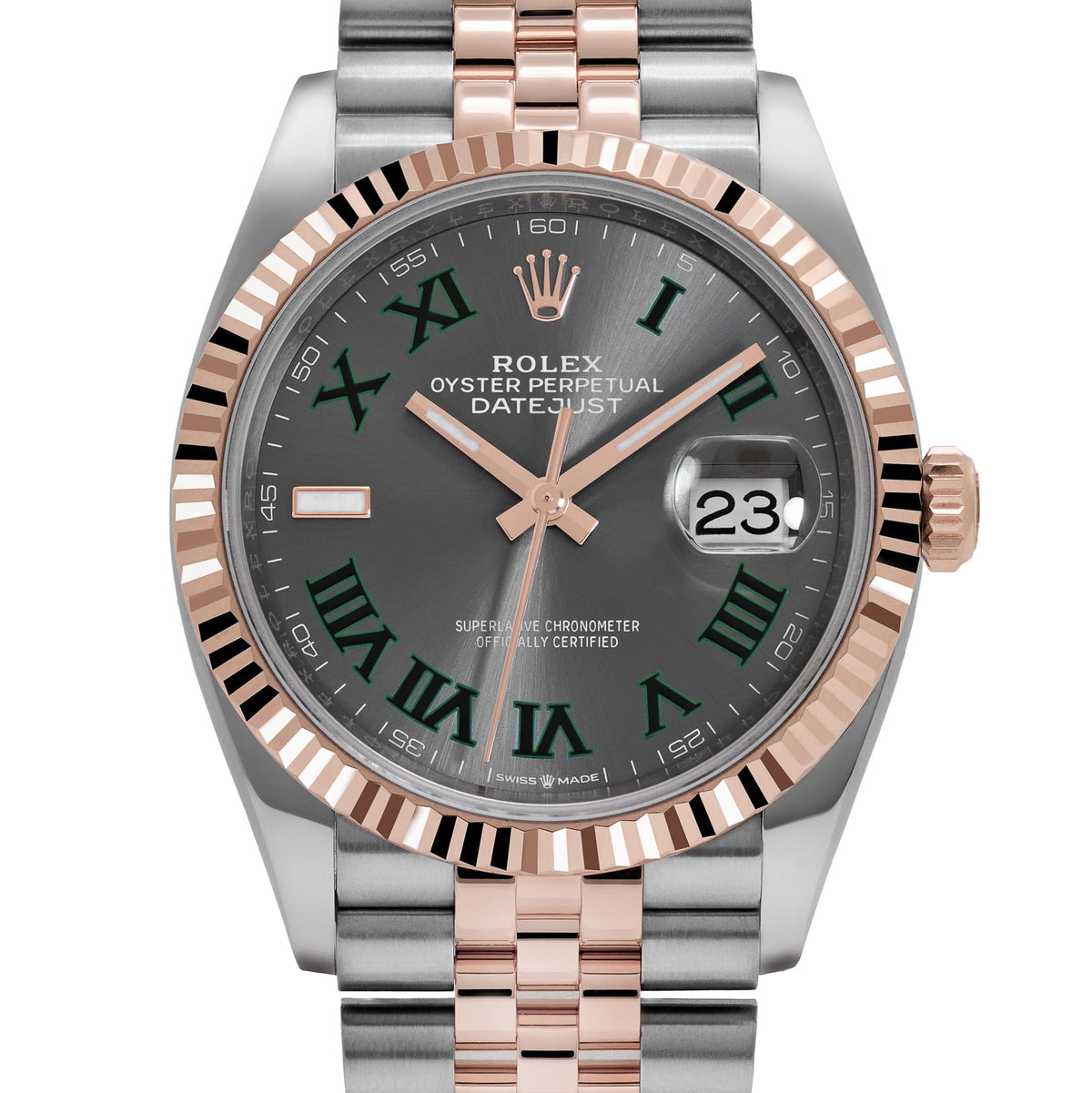 Rolex Datejust 36mm unisex mirror watch, slate gray roman numeral dial – view 3