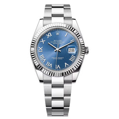 Rolex Datejust 36mm Unisex Mirror Automatic Watch – Blue Roman Numeral Dial & Silver Stainless Steel Three-Link Bracelet