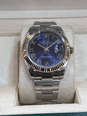 Rolex Datejust 36mm unisex mirror watch, blue roman numeral dial – view 7
