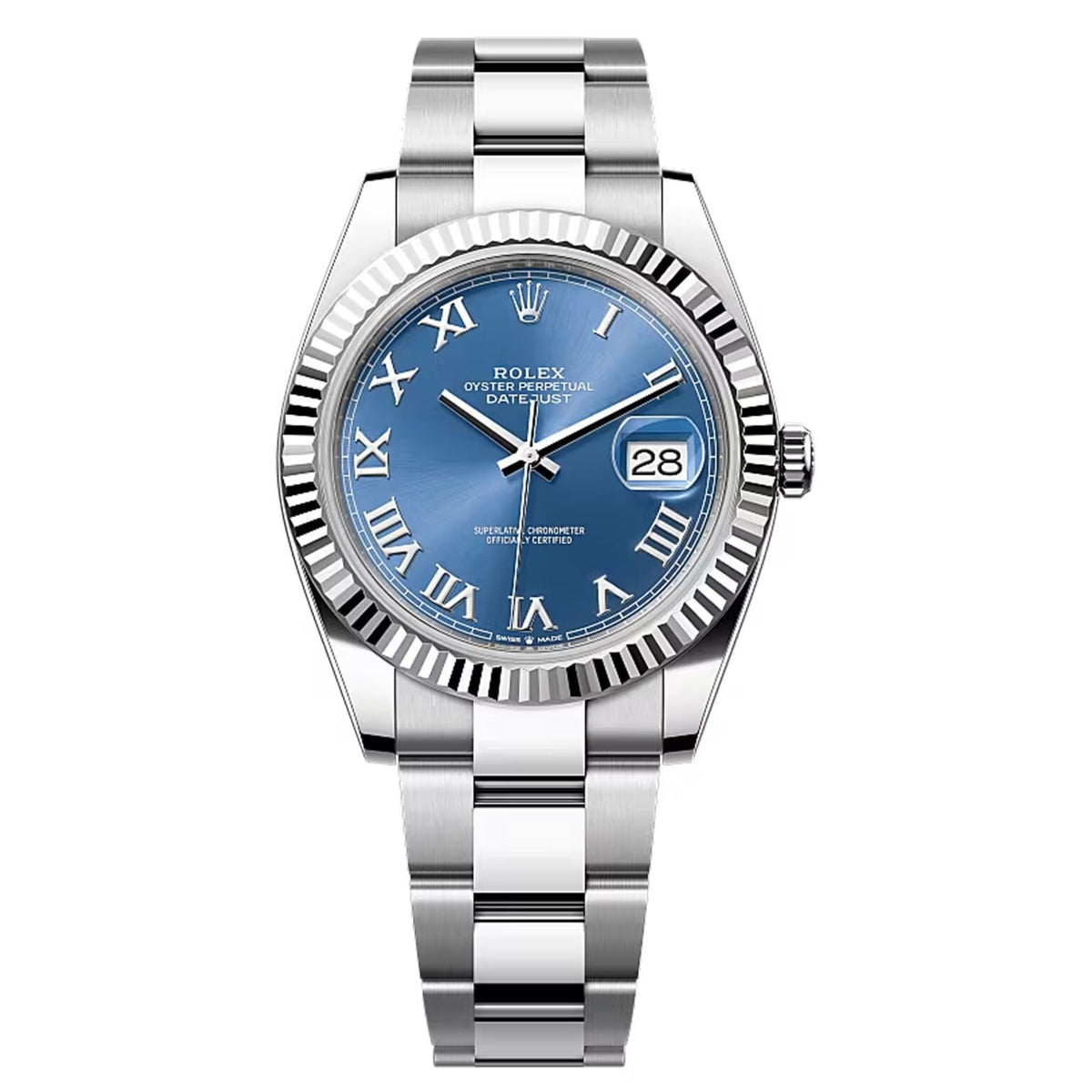 Rolex Datejust 36mm unisex mirror watch, blue roman numeral dial – view 2