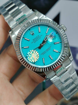 Rolex Datejust 36mm unisex mirror watch, turquoise blue dial – view 3